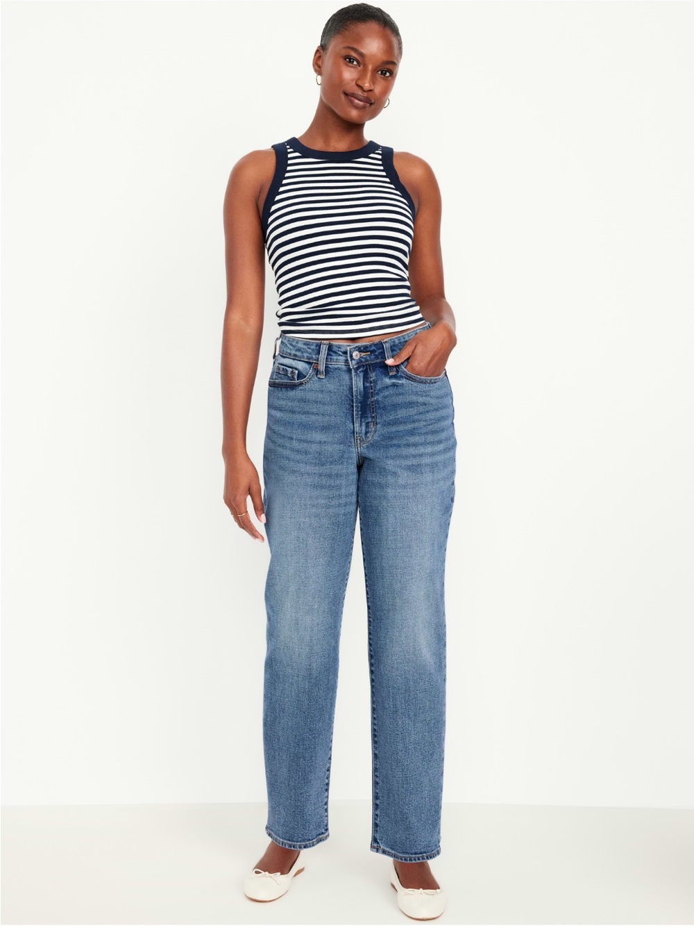 Old Navy Curvy High-Waisted OG Loose Blue Jeans